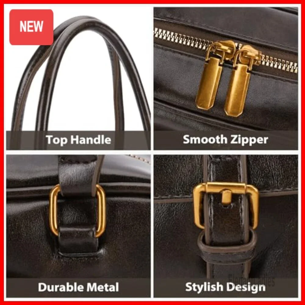 Retro Y2K Shoulder Bag with Multiple Pockets, PU Leather, Top Handle